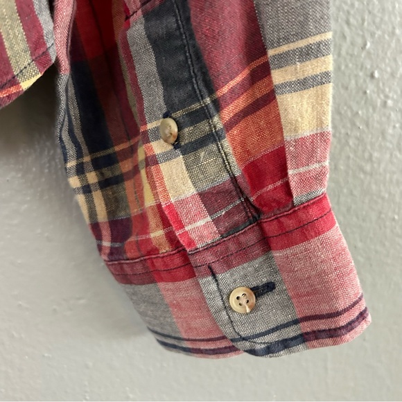 Ralph Lauren Women's Button Up Shirt Plaid 100% Linen S Petite Embroidered Logo - Picture 6 of 7